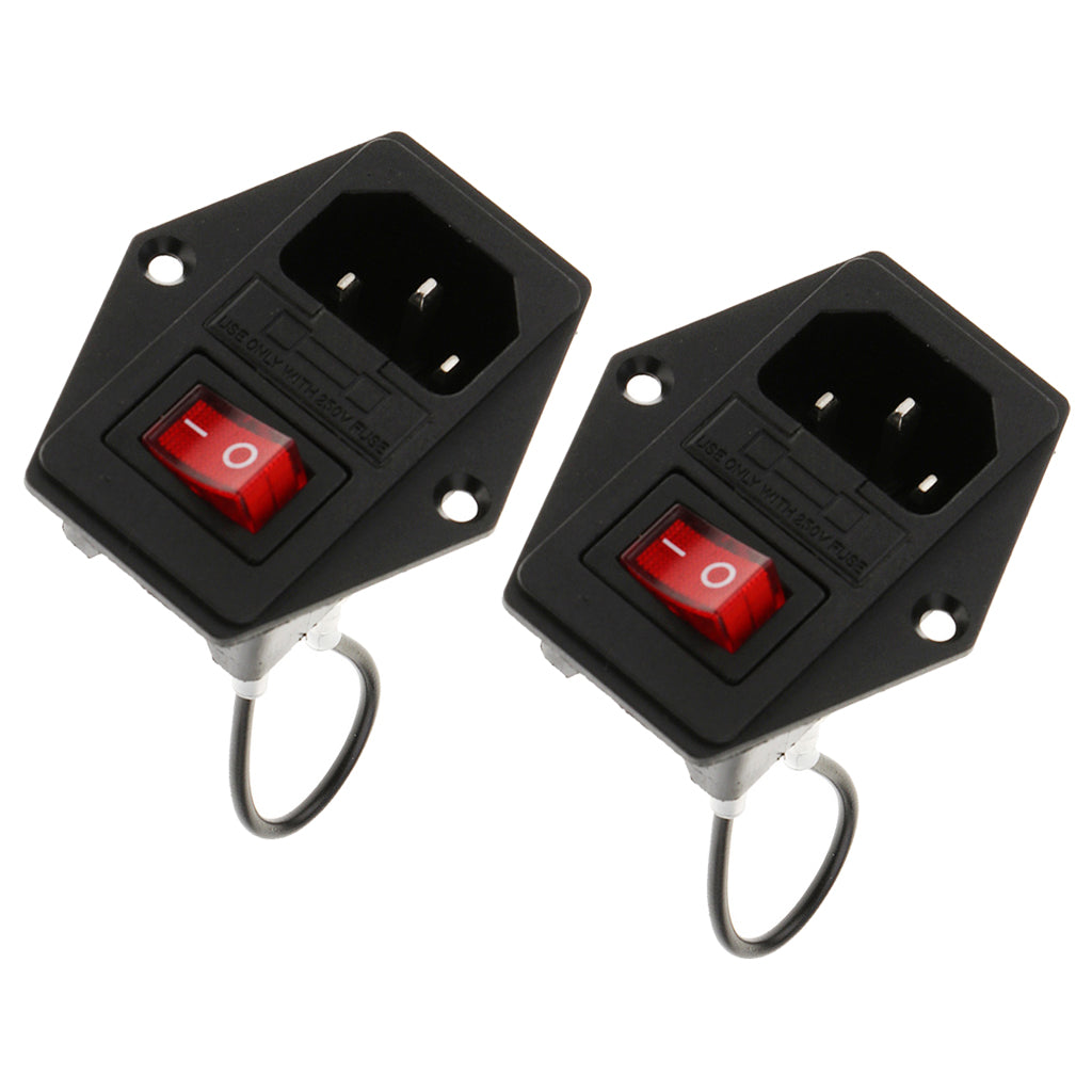 2Pcs 3Pin Male Power Socket Inlet Module Plug Fuse Switch for 3D Printer