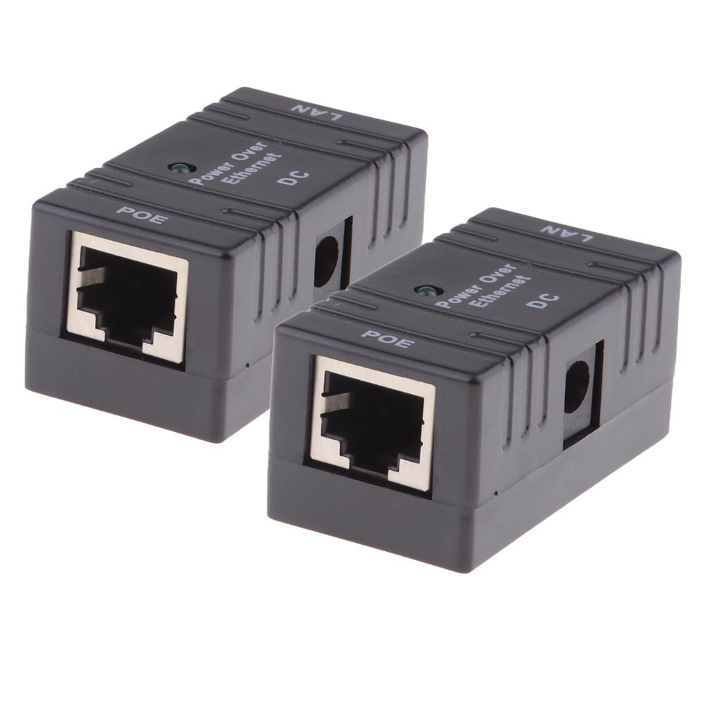 2x POE Injector Power Supply Over Ethernet Passive PoE Adapter 1 in 1 out