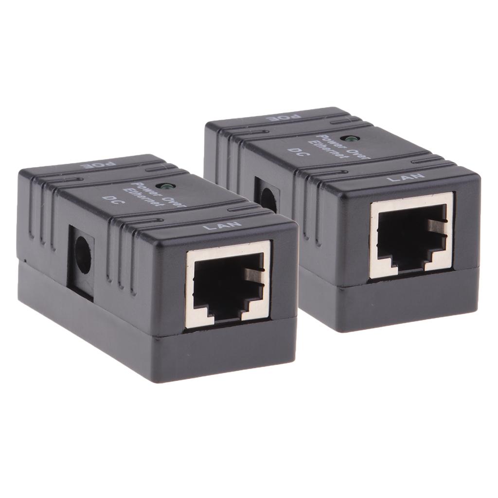 2x POE Injector Power Supply Over Ethernet Passive PoE Adapter 1 in 1 out