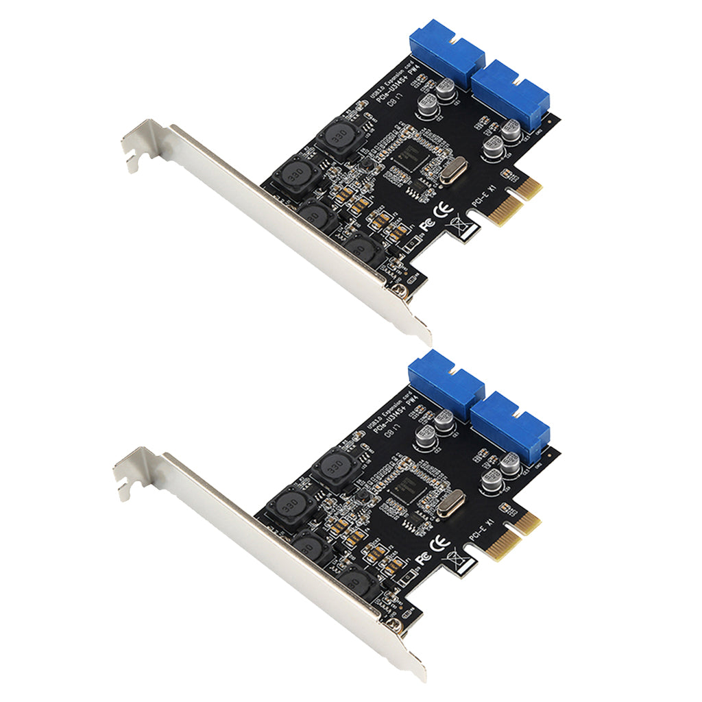 2x PCI-e to 2port 19pin USB 3.0 Internal Header Card Controller Hub Adapter