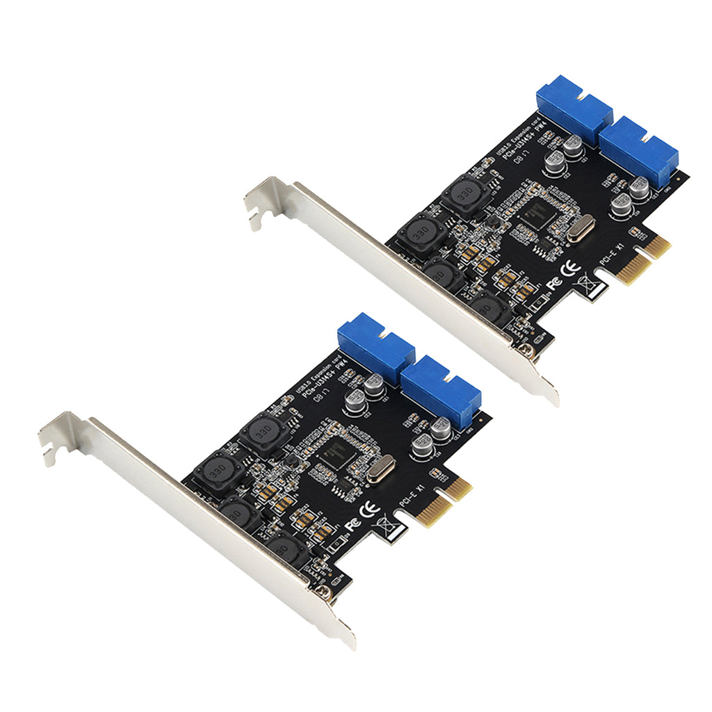 2x PCI-e to 2port 19pin USB 3.0 Internal Header Card Controller Hub Adapter