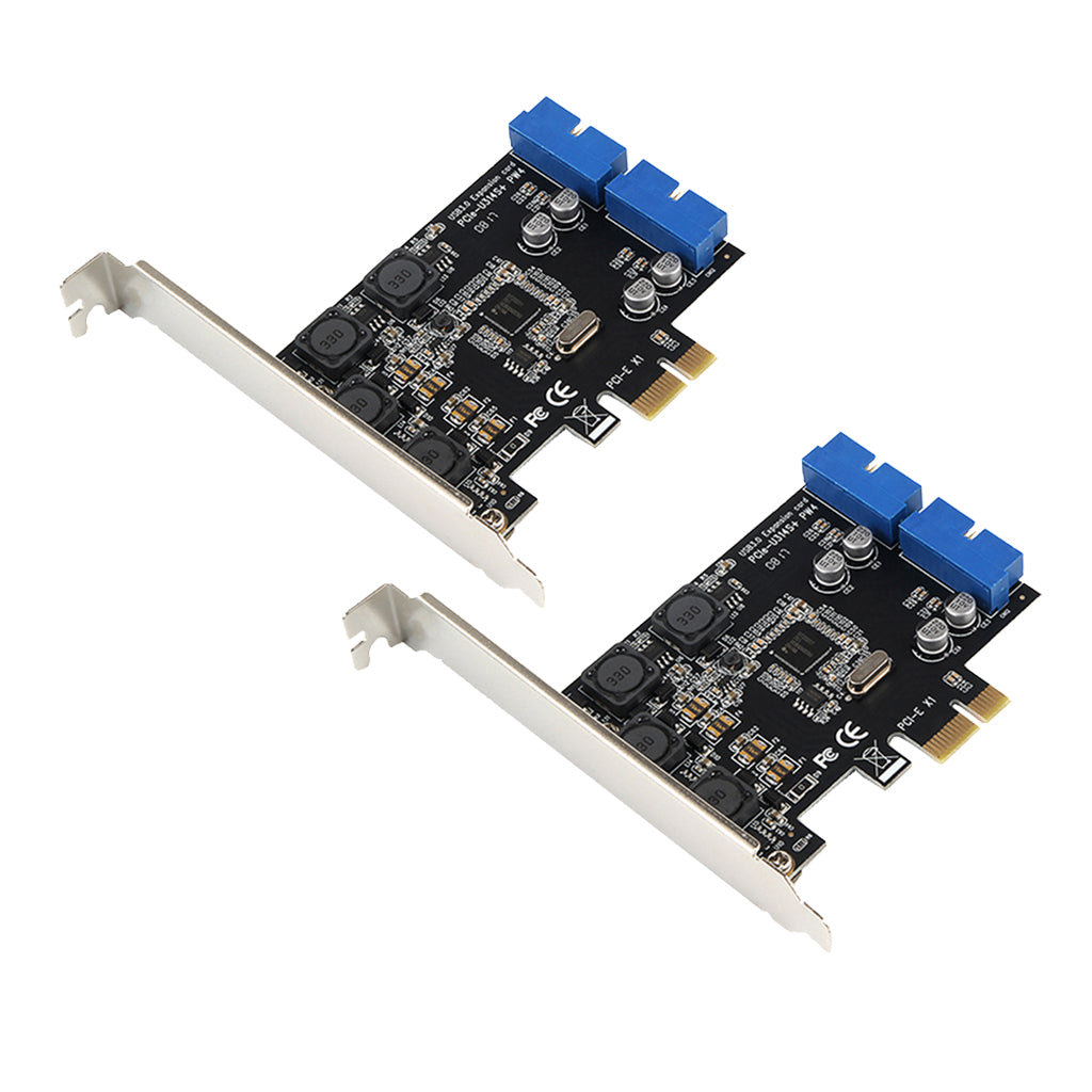 2x PCI-e to 2port 19pin USB 3.0 Internal Header Card Controller Hub Adapter
