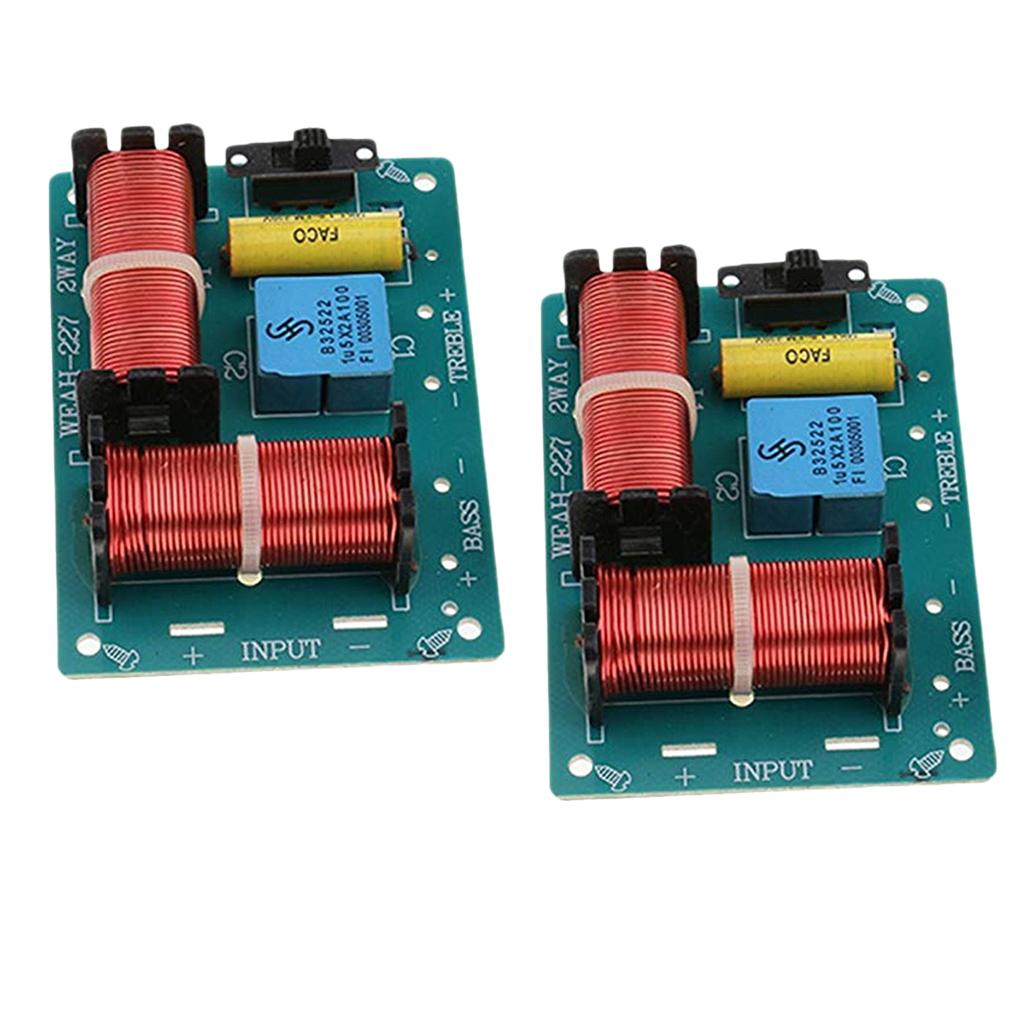 2Pcs 2Way Audio Speaker Crossover 100W Treble Bass Frequency Divider Module