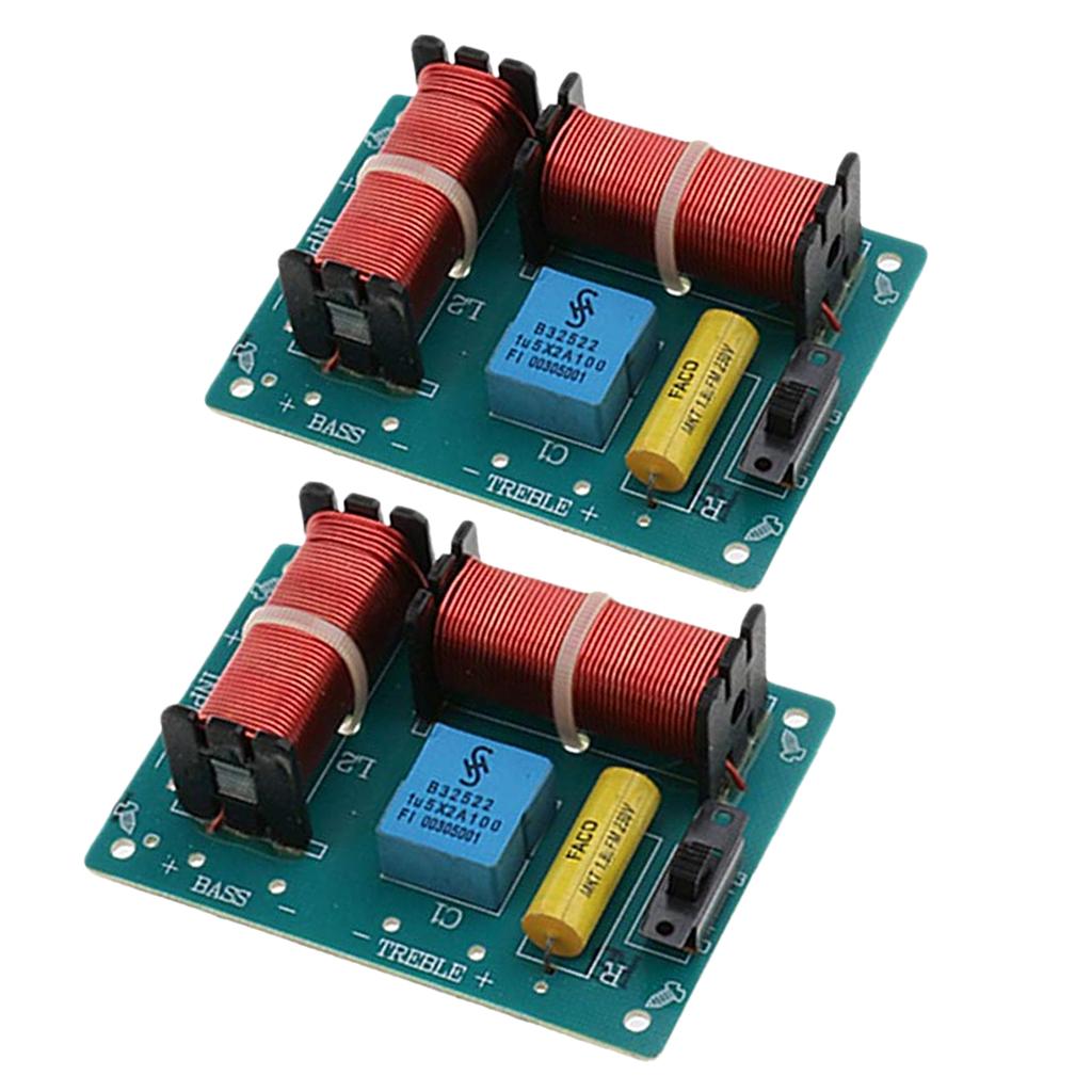 2Pcs 2Way Audio Speaker Crossover 100W Treble Bass Frequency Divider Module