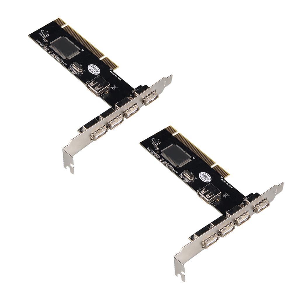 2x USB2.0 PCI Card,PCI 32bit Expansion to 4Port USB Adapter Hub Controller