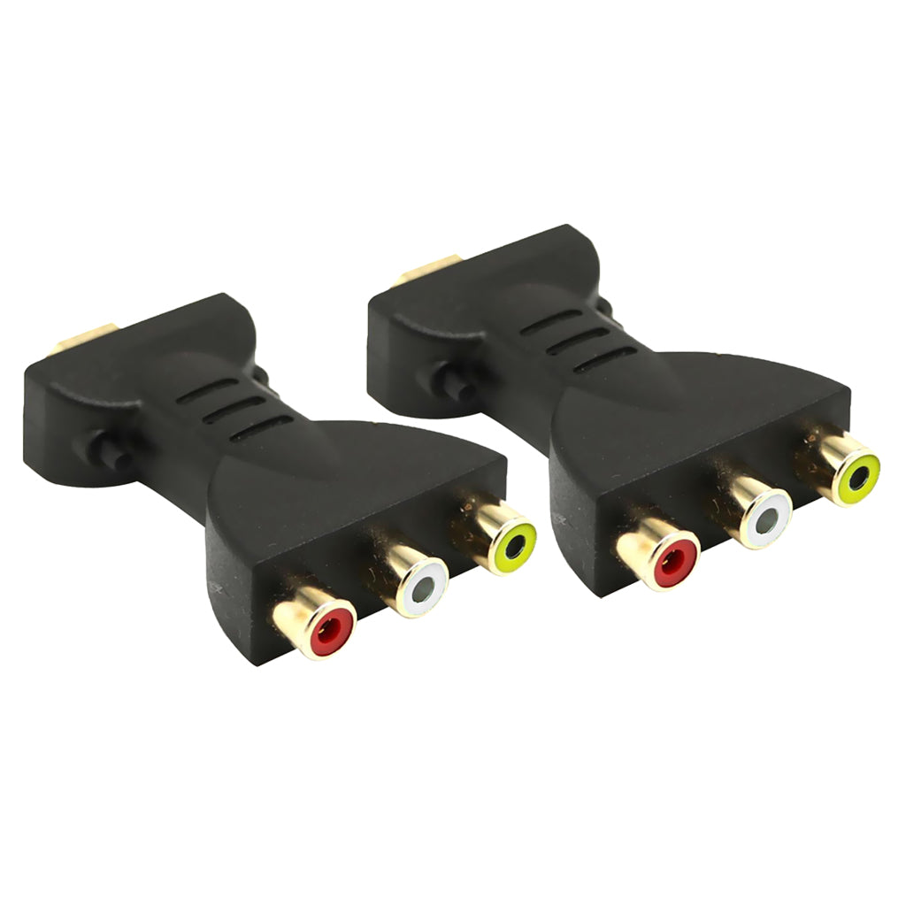 2pcs Male to 3 RCA Video Audio Adapter AV Converter for 1080P HDTV DVD