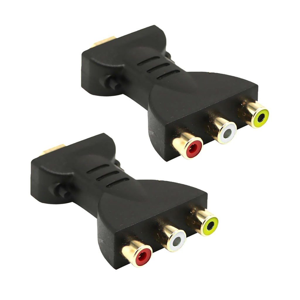 2pcs Male to 3 RCA Video Audio Adapter AV Converter for 1080P HDTV DVD