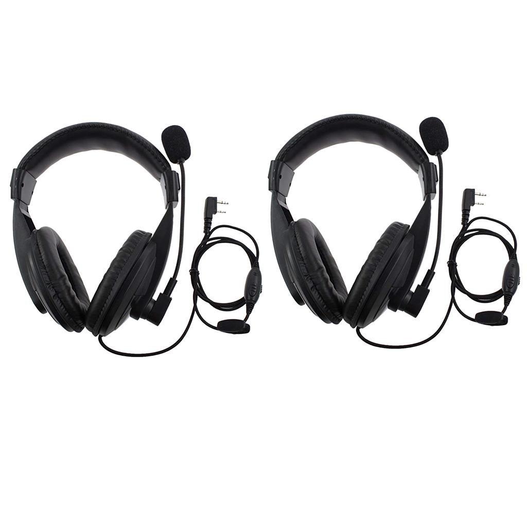 2x Professional Noise Cancelling Overhead Headphones for 2Pin Baofeng Black