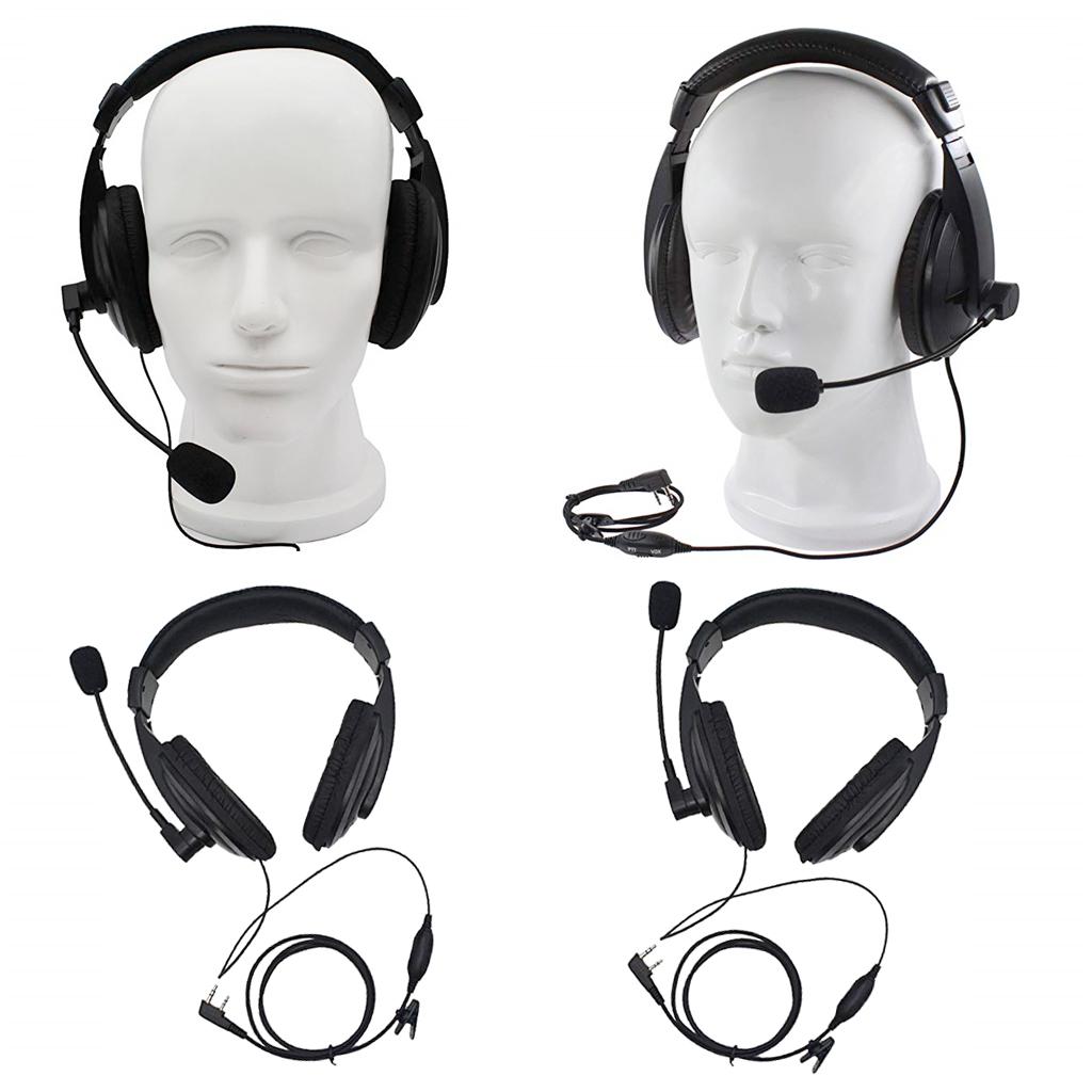 2x Professional Noise Cancelling Overhead Headphones for 2Pin Baofeng Black