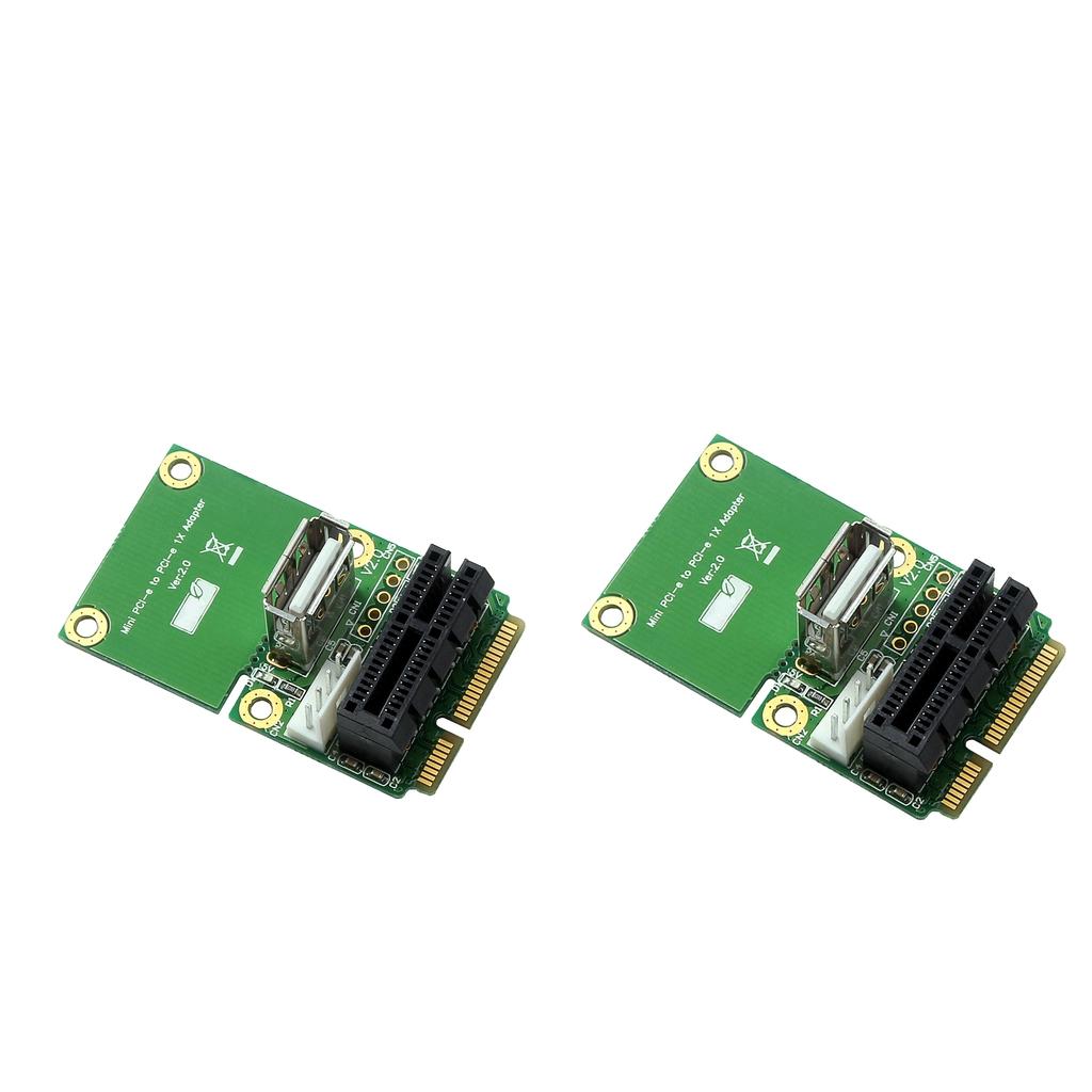 2Pcs Mini PCI-E to PCI-E PCI-E 1X Adapter Card Support Half/Full Height