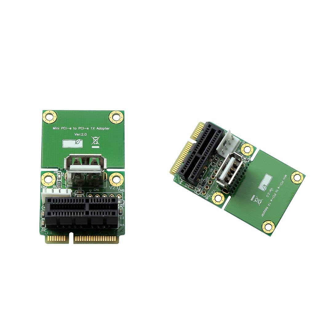 2Pcs Mini PCI-E to PCI-E PCI-E 1X Adapter Card Support Half/Full Height