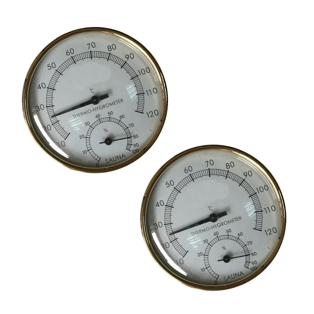 2x Metal Sauna Hygrothermograph Thermometer Hygrometer Sauna Room Accessory