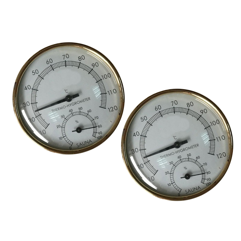 2x Metal Sauna Hygrothermograph Thermometer Hygrometer Sauna Room Accessory