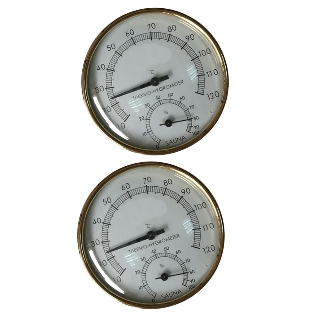 2x Metal Sauna Hygrothermograph Thermometer Hygrometer Sauna Room Accessory