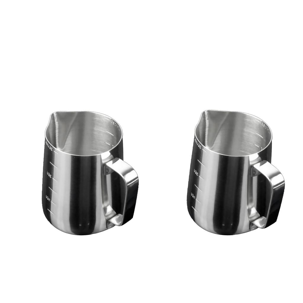 2Pcs 350ML Stainless Steel Coffee Milk Frothing Jug Garland Cup Scale Cup