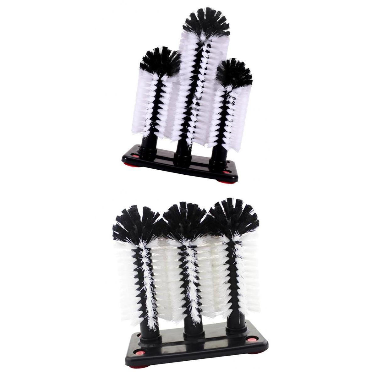 2 Style Brush Glass Washer Cleaner Scrubber Bar Pub Catering 3 Brushes