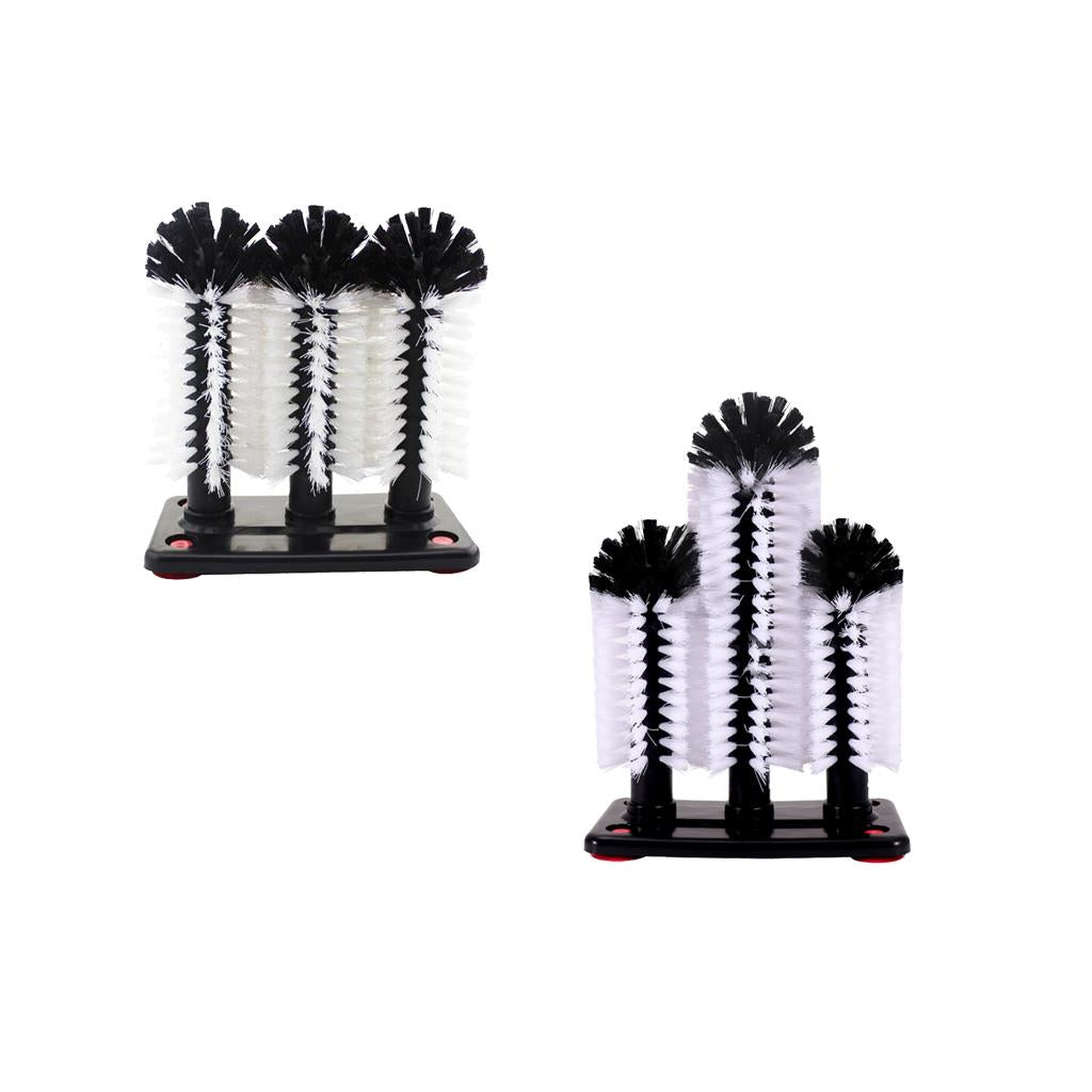 2 Style Brush Glass Washer Cleaner Scrubber Bar Pub Catering 3 Brushes
