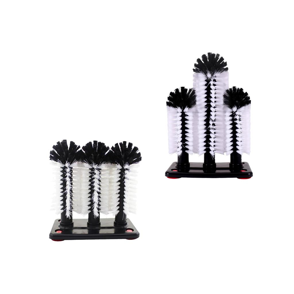 2 Style Brush Glass Washer Cleaner Scrubber Bar Pub Catering 3 Brushes