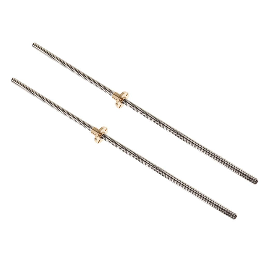 2Pack Stainless Steel 8mm Lead Screw Rail Rod and Nut for 3D Printer Z Axis