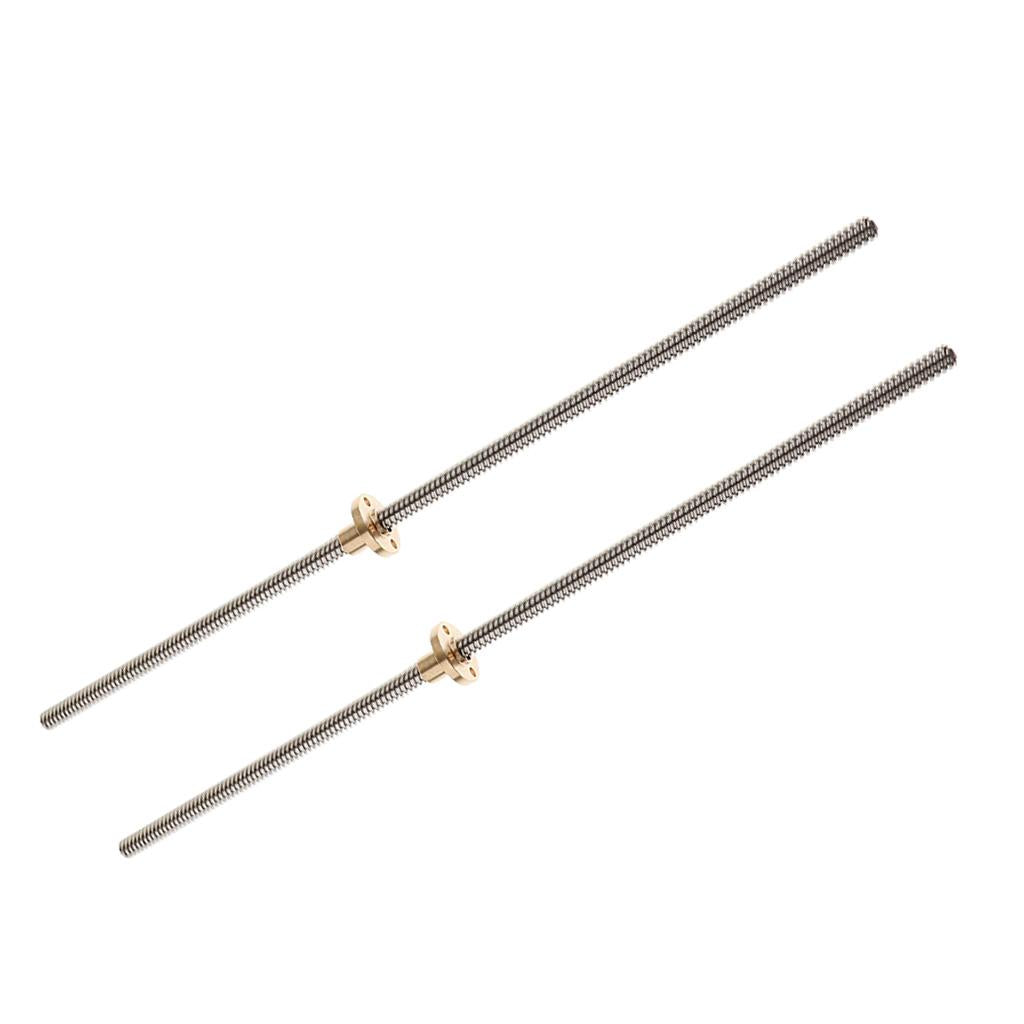 2Pack Stainless Steel 8mm Lead Screw Rail Rod and Nut for 3D Printer Z Axis