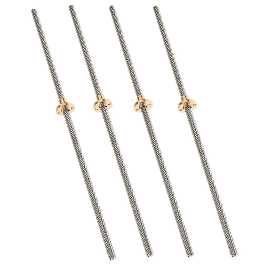 4Pack Stainless Steel 8mm Lead Screw Rail Rod and Nut for 3D Printer Z Axis