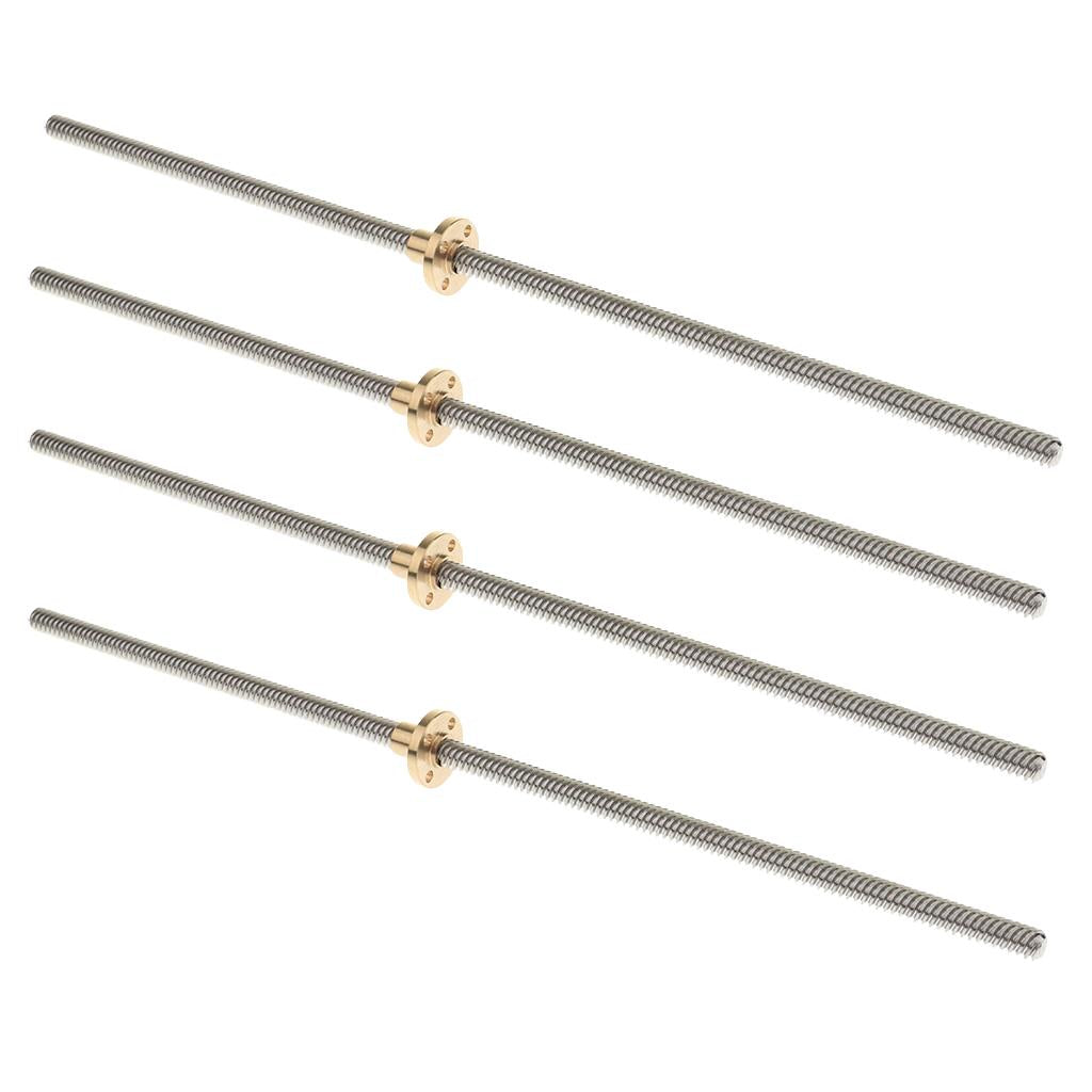 4Pack Stainless Steel 8mm Lead Screw Rail Rod and Nut for 3D Printer Z Axis