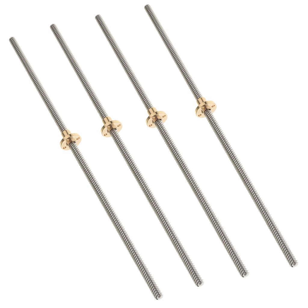 4Pack Stainless Steel 8mm Lead Screw Rail Rod and Nut for 3D Printer Z Axis