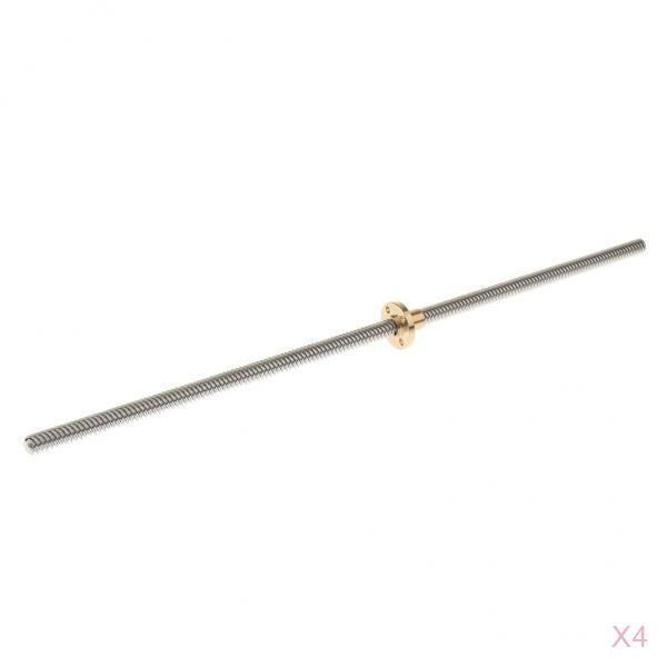 4Pack Stainless Steel 8mm Lead Screw Rail Rod and Nut for 3D Printer Z Axis