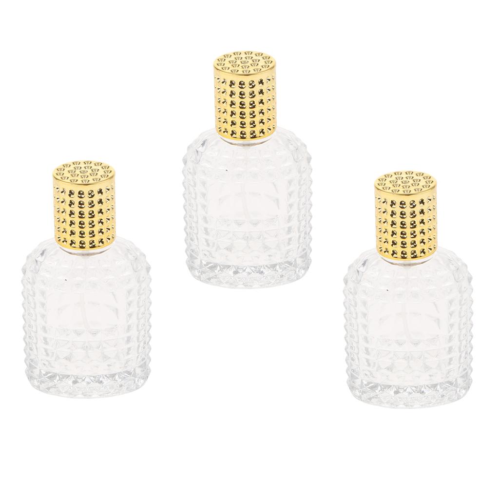 3x Pineapple Portable Glass Container Perfume Bottles With Spray Gold 50ml