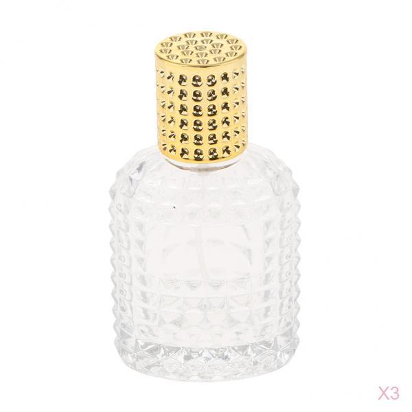 3x Pineapple Portable Glass Container Perfume Bottles With Spray Gold 50ml