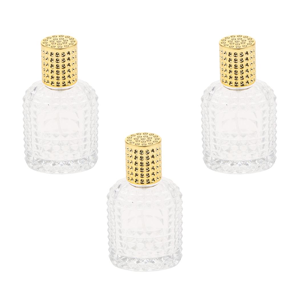 3x Pineapple Portable Glass Container Perfume Bottles With Spray Gold 50ml