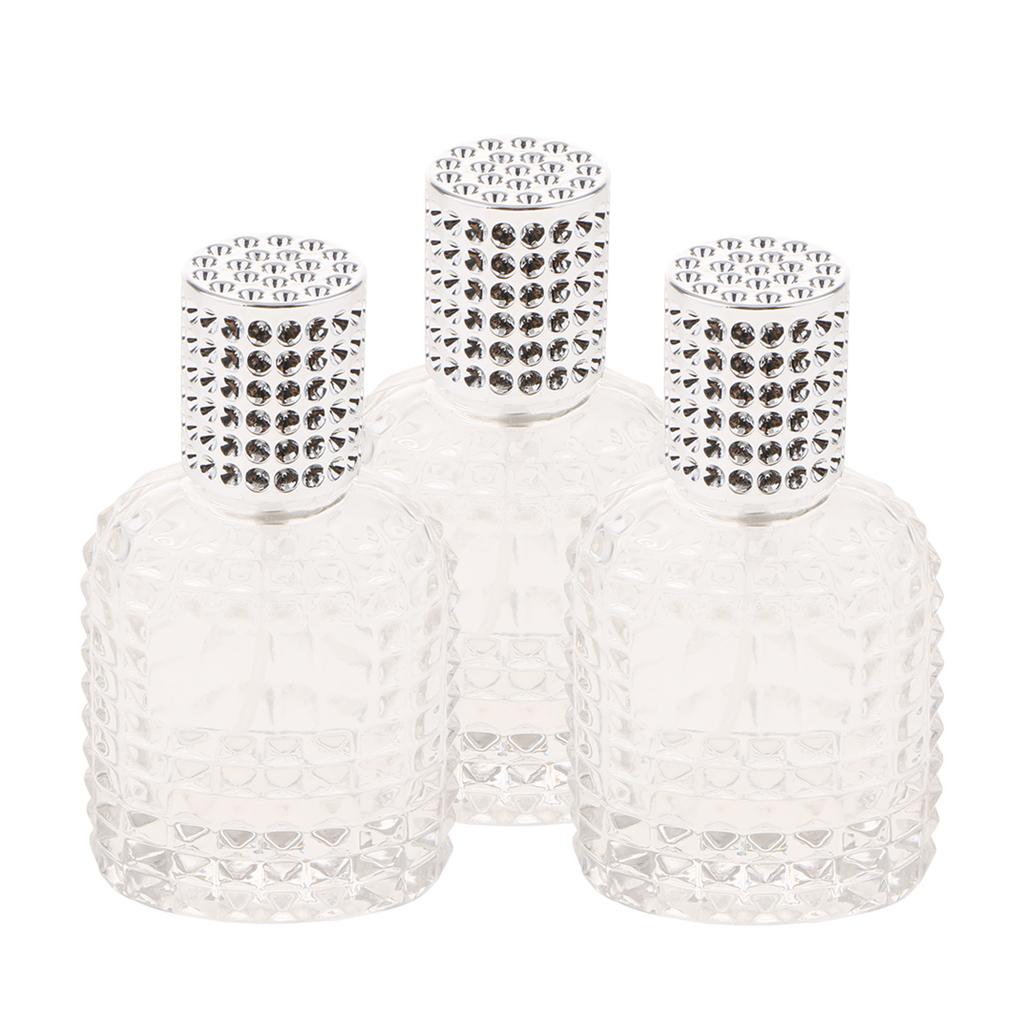 3x Pineapple Portable Glass Container Perfume Bottles With Spray Silver 50ml