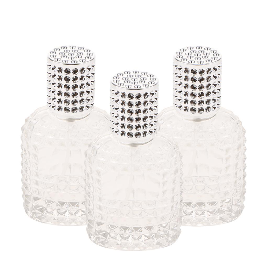 3x Pineapple Portable Glass Container Perfume Bottles With Spray Silver 50ml