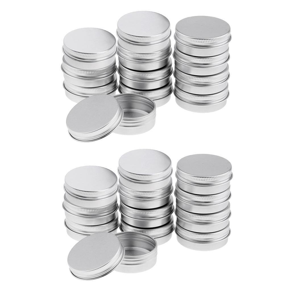 24pcs Silver Aluminum Cosmetic Pot Lip Balm Jar Containers Oil Wax Empty