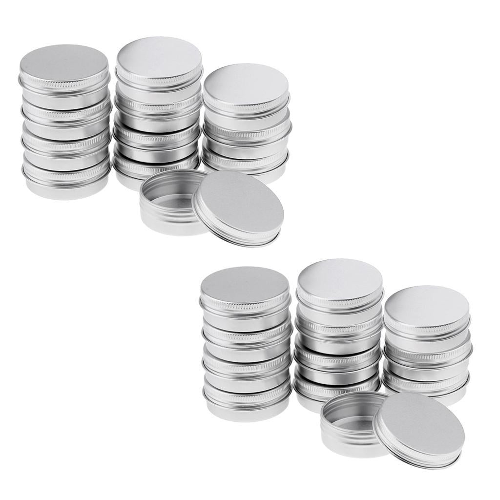 24pcs Silver Aluminum Cosmetic Pot Lip Balm Jar Containers Oil Wax Empty