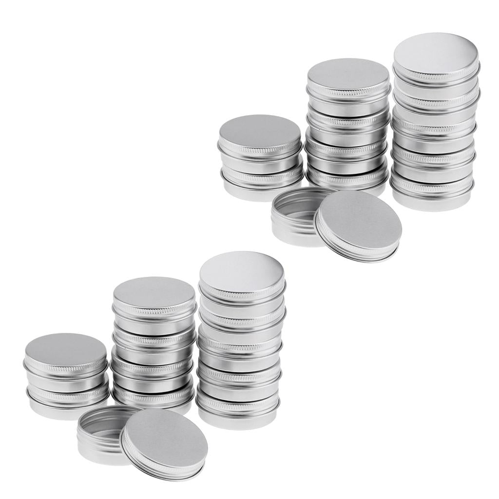24pcs Silver Aluminum Cosmetic Pot Lip Balm Jar Containers Oil Wax Empty