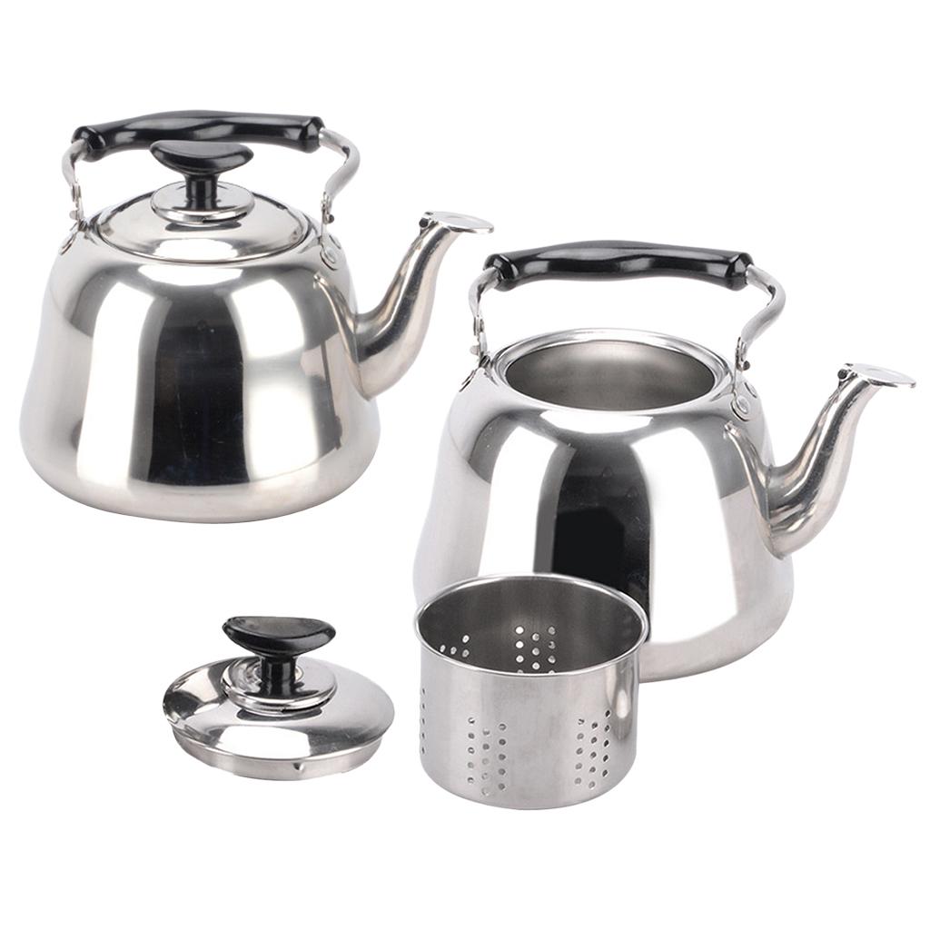 2x Stainless Steel Whistling Kettle Teakettle Teapot with Infuser 3L
