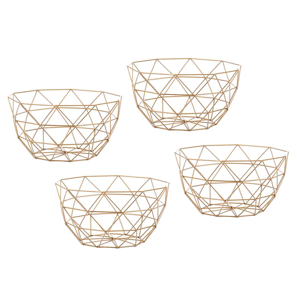 4x Geometric Metal Wire Decorative Storage Display Basket Table Fruit Bowl