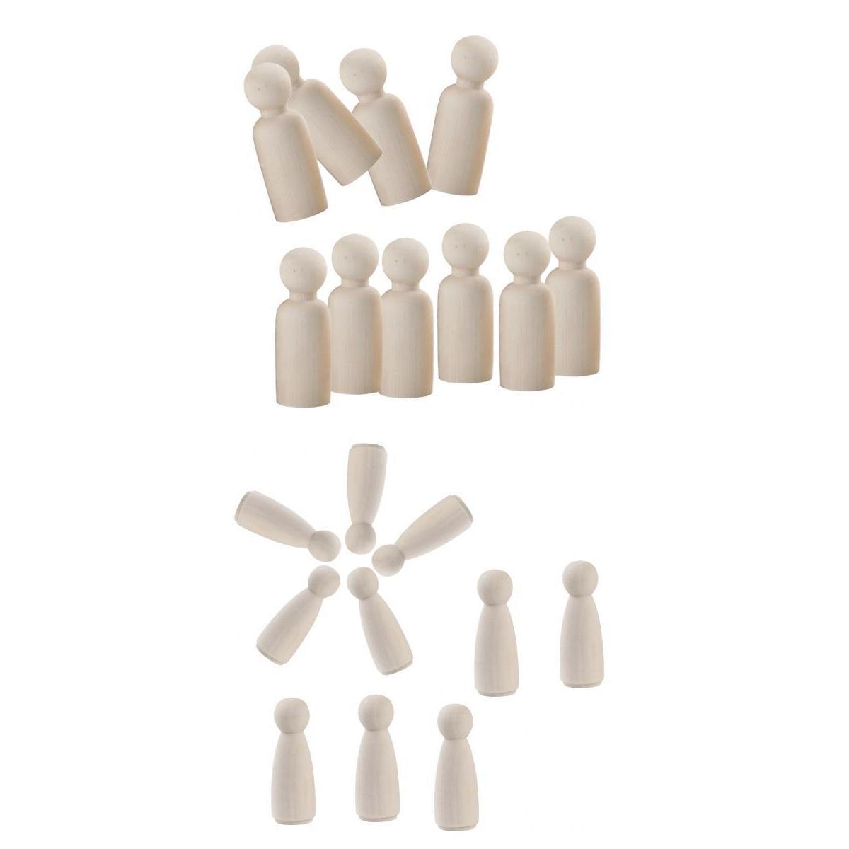 20 Pieces Wooden Peg Dolls Wood People Bodies DIY Kids Toys Female/Male