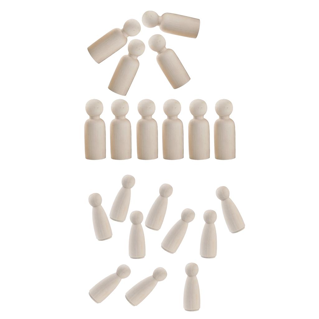 20 Pieces Wooden Peg Dolls Wood People Bodies DIY Kids Toys Female/Male