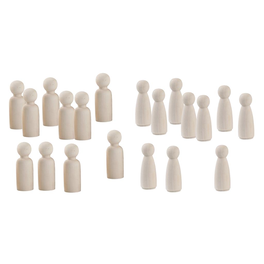 20 Pieces Wooden Peg Dolls Wood People Bodies DIY Kids Toys Female/Male