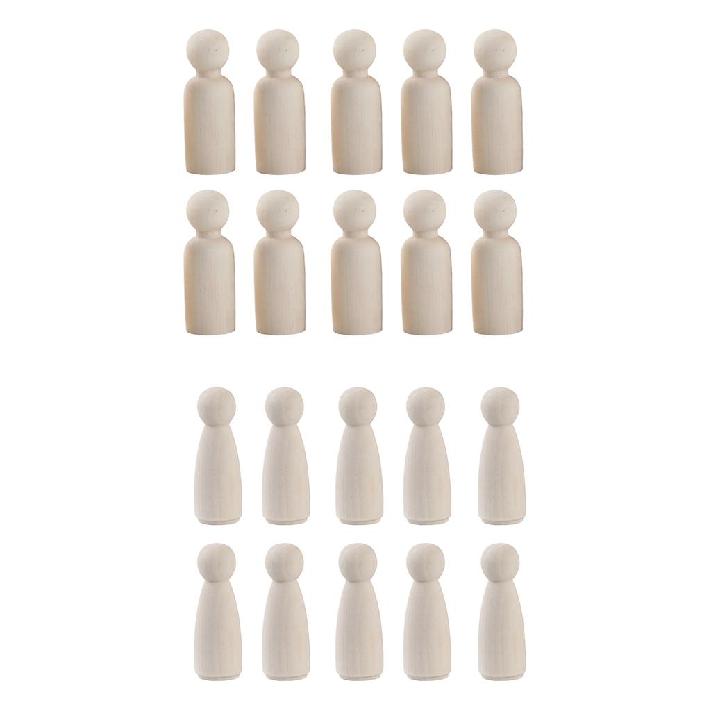 20 Pieces Wooden Peg Dolls Wood People Bodies DIY Kids Toys Female/Male