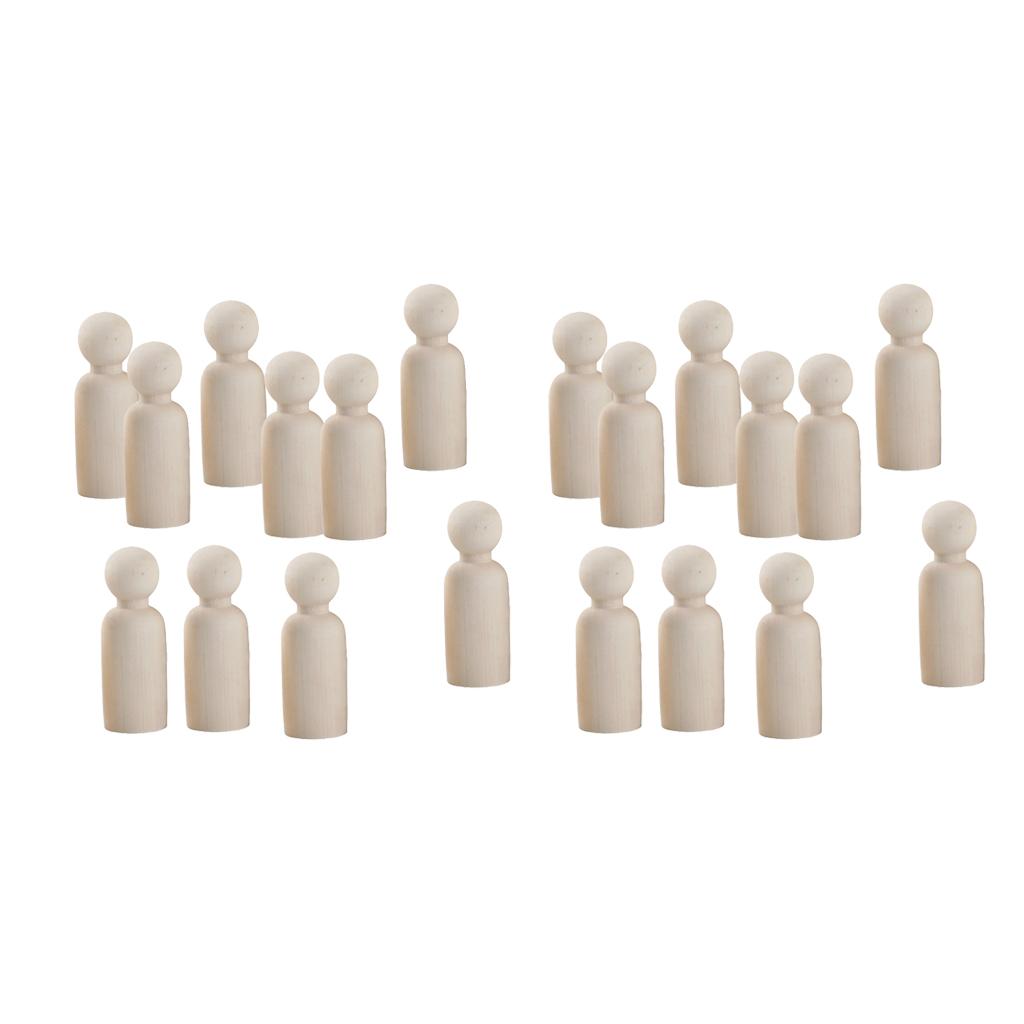 20 Pieces Wooden Peg Dolls Wood People Bodies DIY Kids Birthday Toys Man