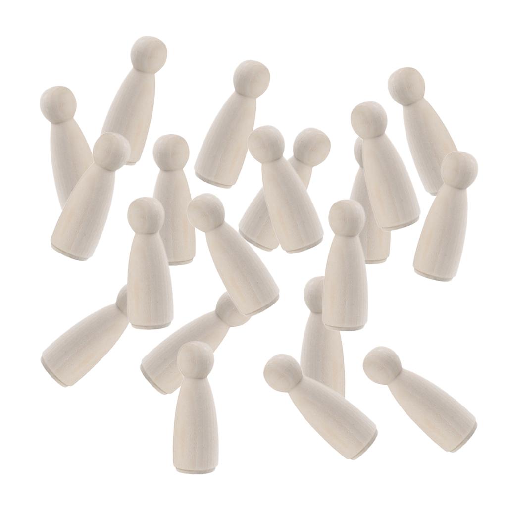 20Pcs Wood Peg Doll Wife Mom Unfinished Blank Figurine DIY Craft Kids Gift