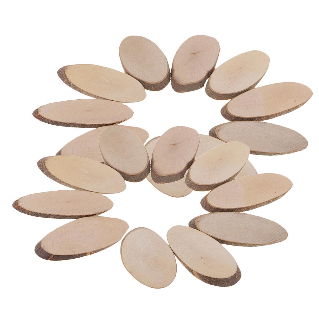 20 Pieces Oval Natural Tree Wood Slices for Rustic Wedding Home Decorations