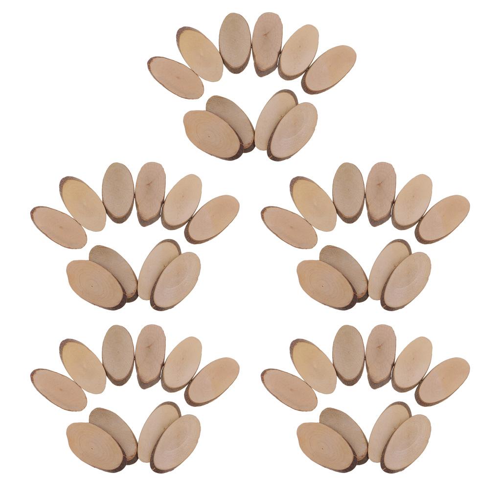 50 Pieces Oval Natural Tree Wood Slices for Rustic Wedding Home Decorations