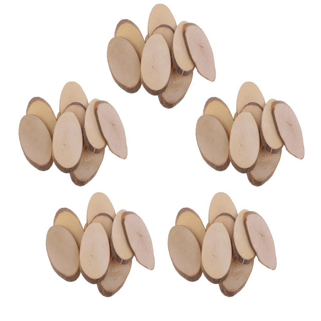 50 Pieces Oval Natural Tree Wood Slices for Rustic Wedding Home Decorations