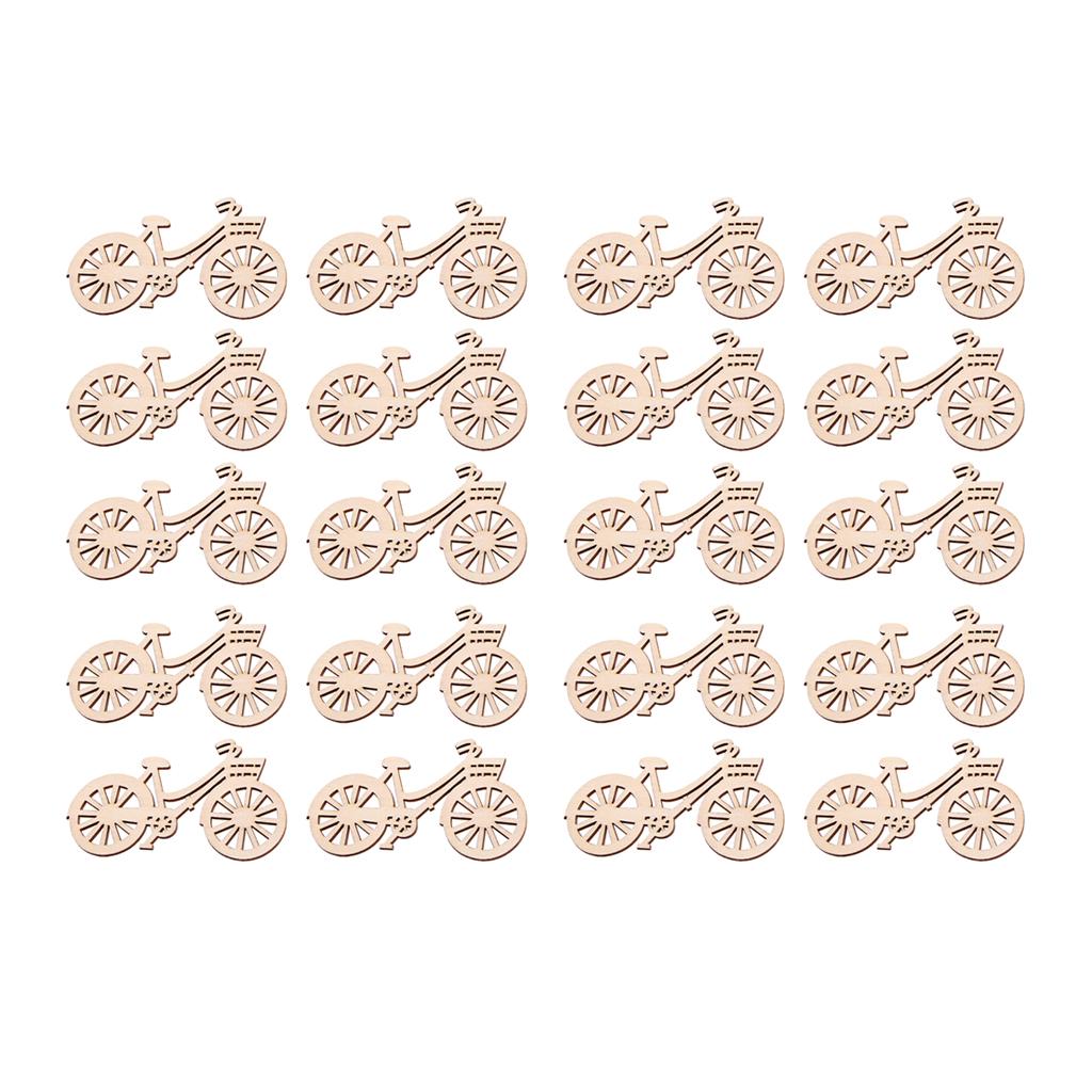 20 Pieces Wood Cutouts Bicycle Shapes Wooden Embellishments Craft for DIY