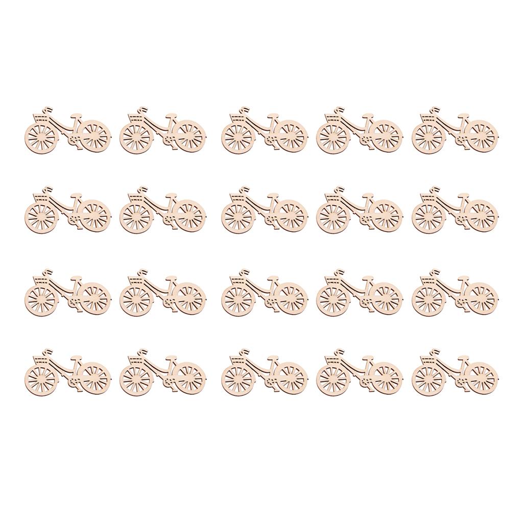20 Pieces Wood Cutouts Bicycle Shapes Wooden Embellishments Craft for DIY