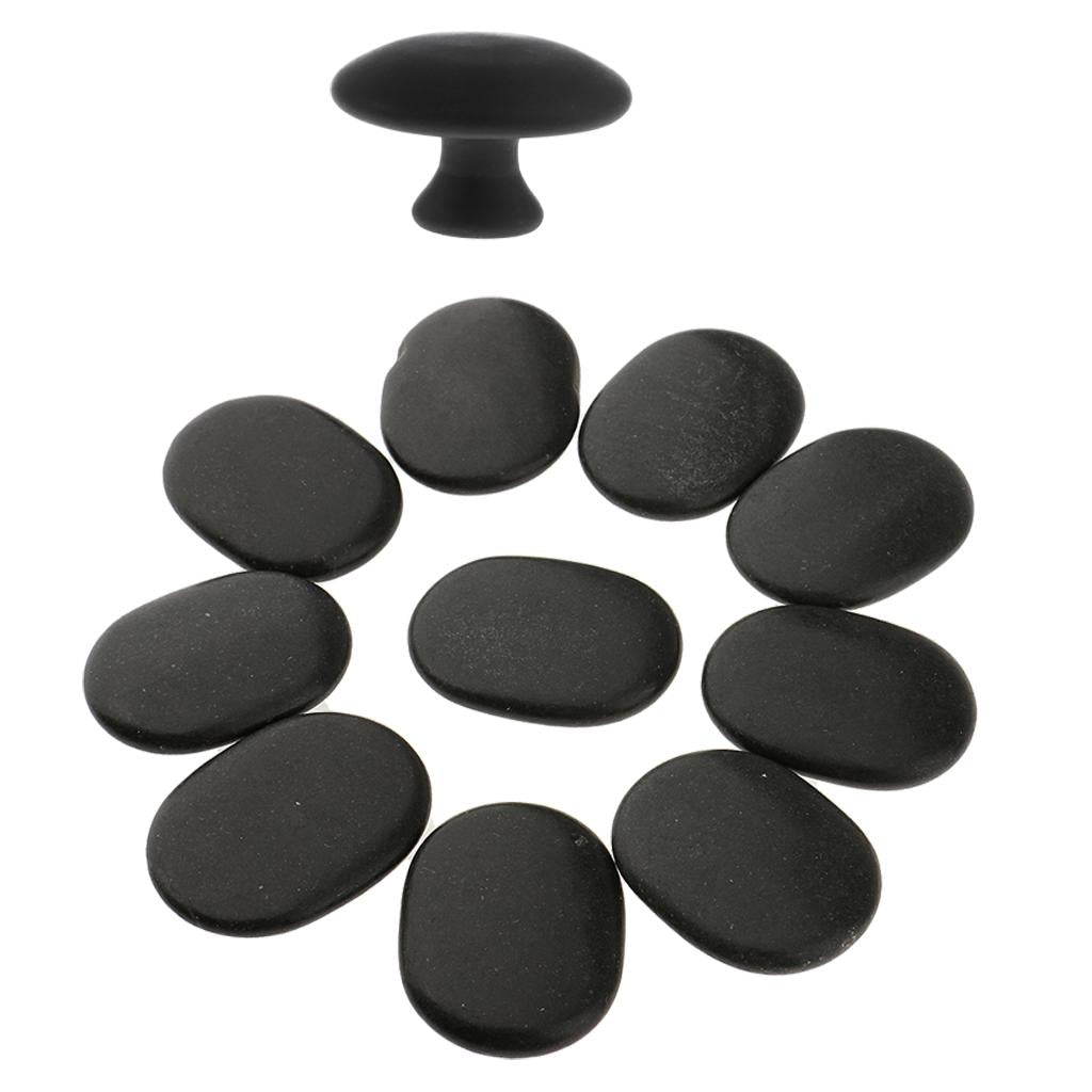 11 Pieces Hot Spa Rock Basalt Therapy Massage Natural Stones Set Black